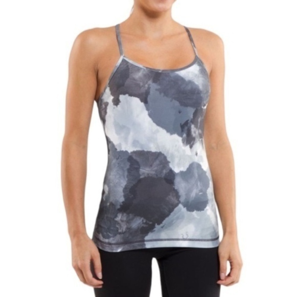 LULULEMON Power Y Tank White Coal Tinted tie-dye gray camo Super​